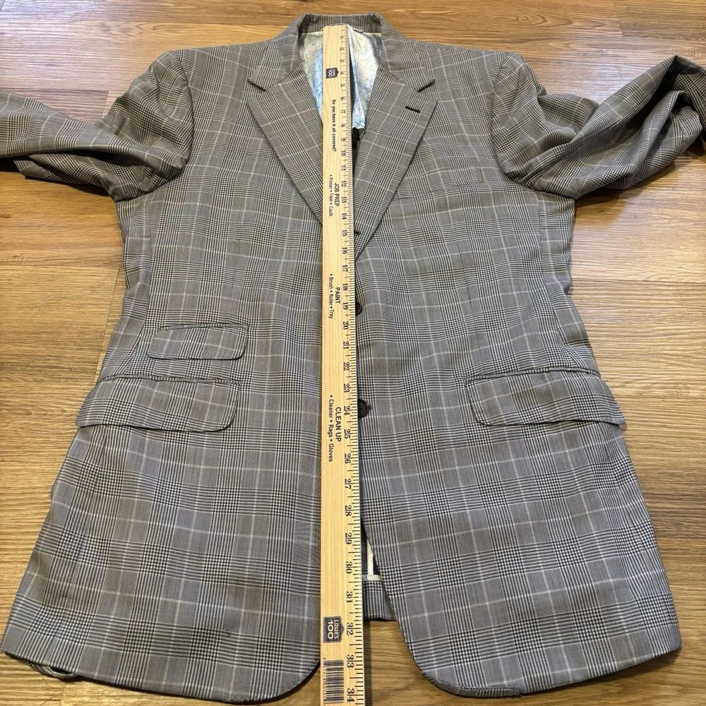 Ermenegildo‎ Zegna Blazer Mens 43L Trofeo 600 Gray Glen Plaid Wool Silk Lining